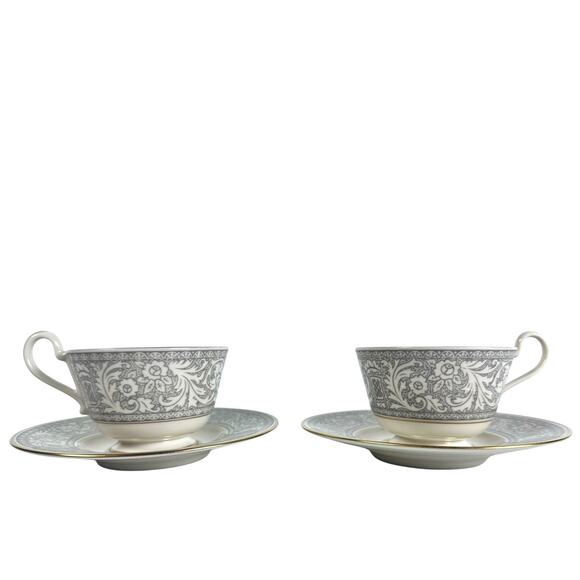 Franciscan Grey Renaissance Cup/Saucer Masterpiece & Gladding McBean-Set of 2 - Picture 3 of 12
